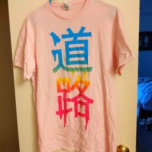 Rainbow Kanji on PinkTee | Size MEDIUM